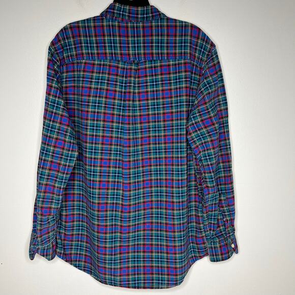 Chaps Classic Oxford Casual Button Down Shirt Men's L 100% Cotton Holiday Plaid - Picture 6 of 9